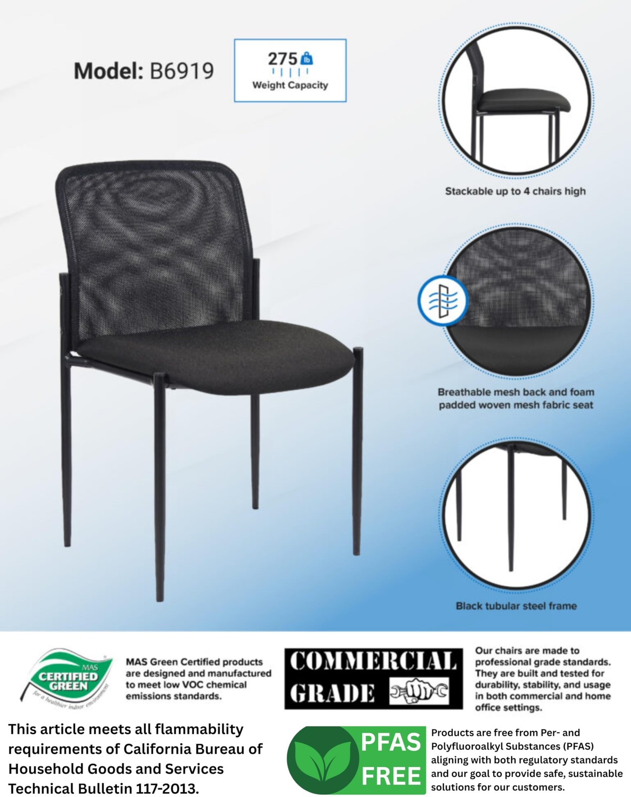 Boss Office Products Mesh Guest Chair in Black (B6919)
