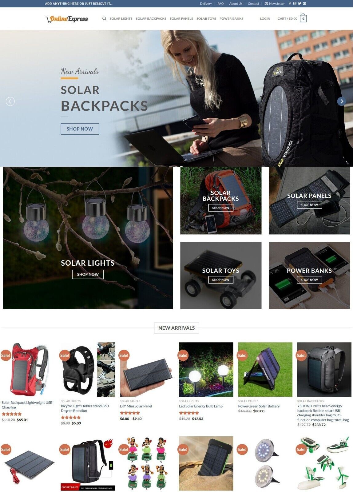 Solar Products Online Store Drop Shipping Ecommerce Website