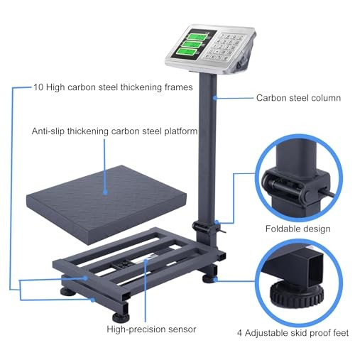 TUFFIOM 220lb Digital Platform Scale Heavy Duty Folding Floor Postal Shipping
