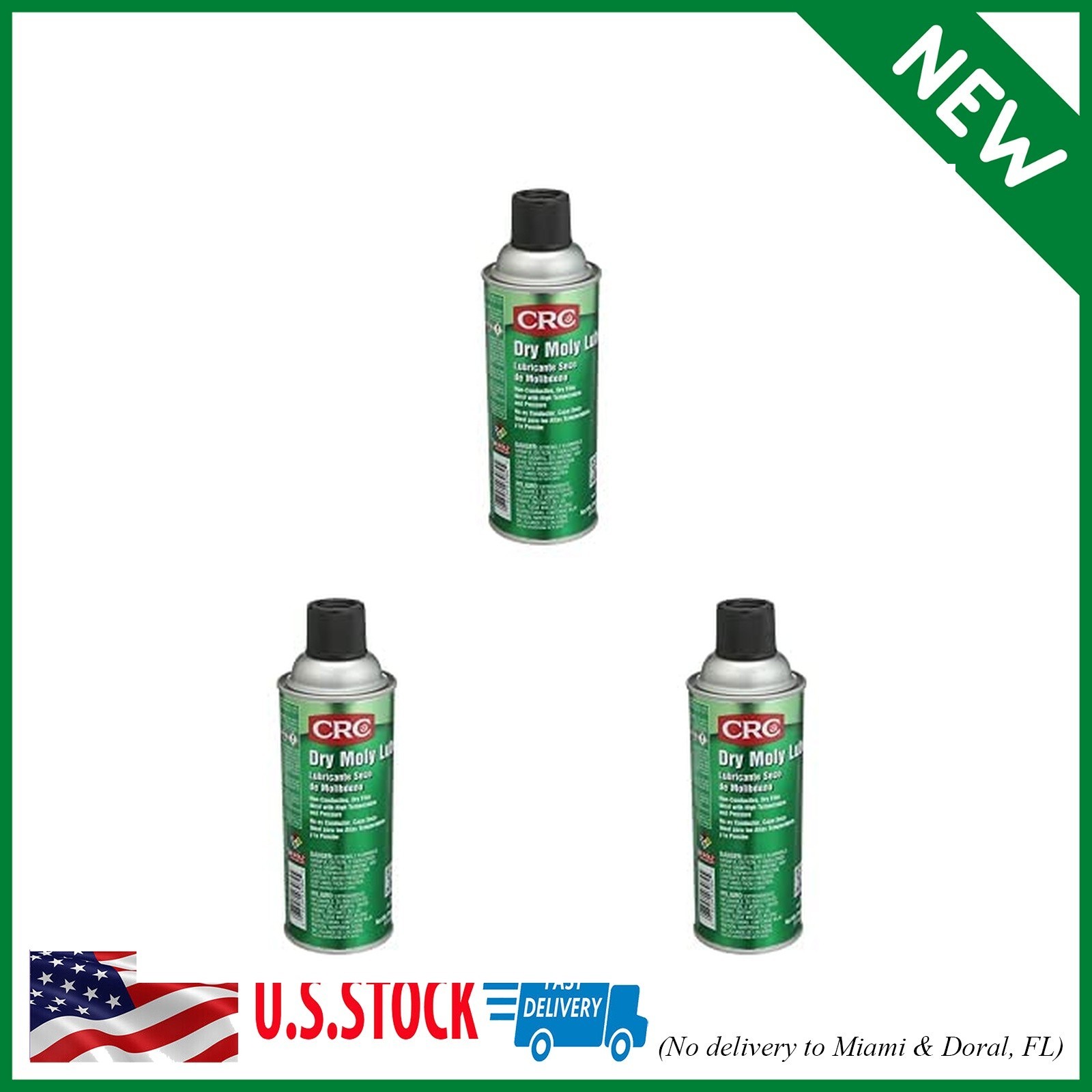 Pack of 3 CRC 3084 Dry Moly Lube, (Net Weight: 11 oz.) 16 oz Aerosol Can, Dark G