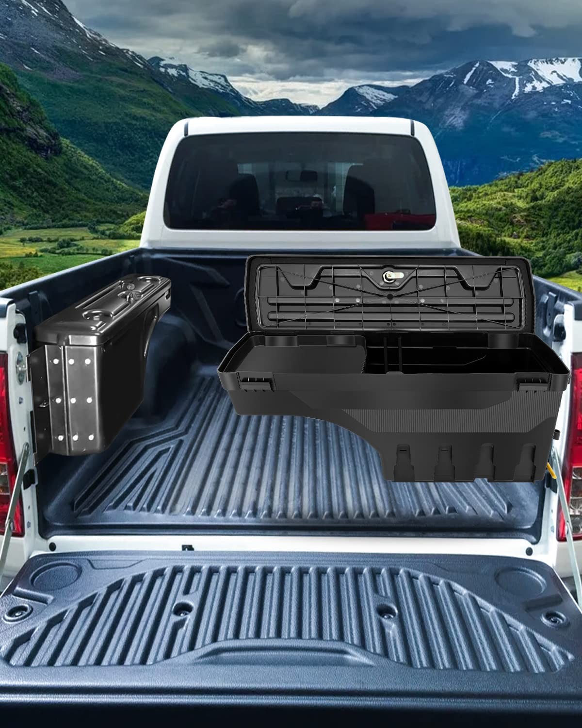 Right Truck Bed Tool Box for Ram 1500 2500 3500 02-18 Multi-Compartment No-Drill