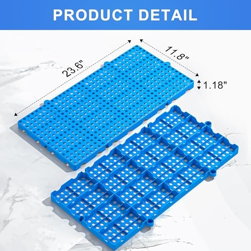 6 Pack Lightweight Plastic Pallets Interlocking Storage Flooring 23.6 x 11.8 Blu