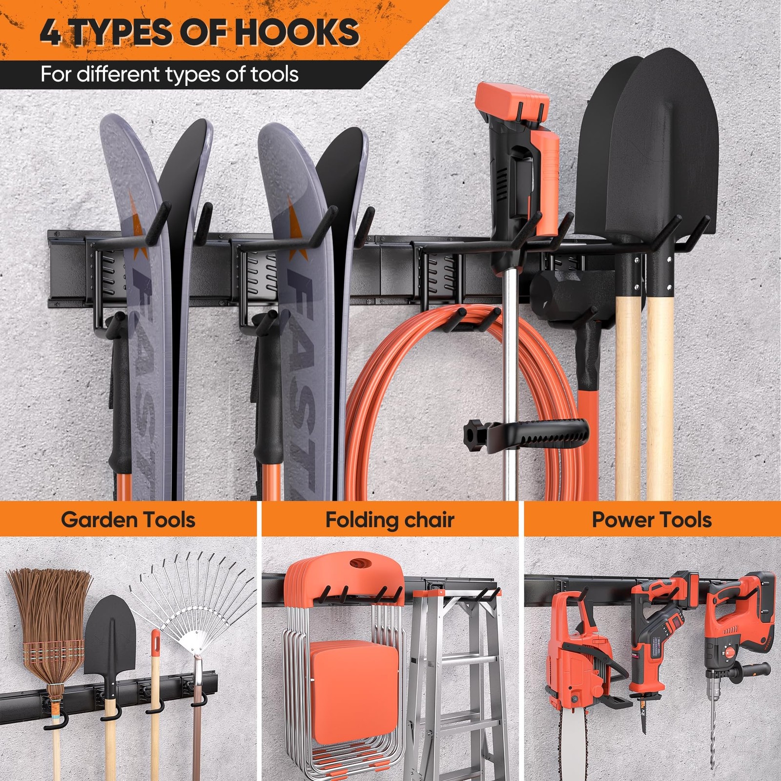 Garden Tool Organizer Wall Mount, 48 inches Tool Storage Rack with Adjustable…