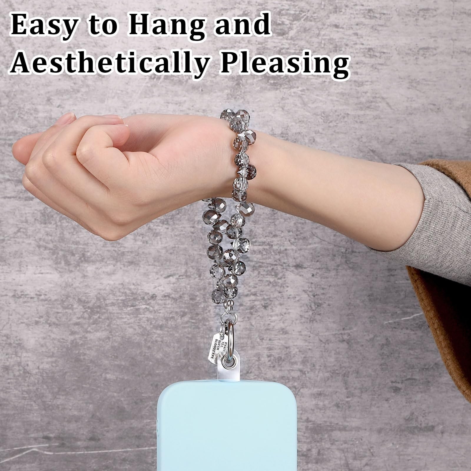 2 Pcs Beaded Phone Wrist Strap for Women，Sparkling Phone Bracelet Strap f