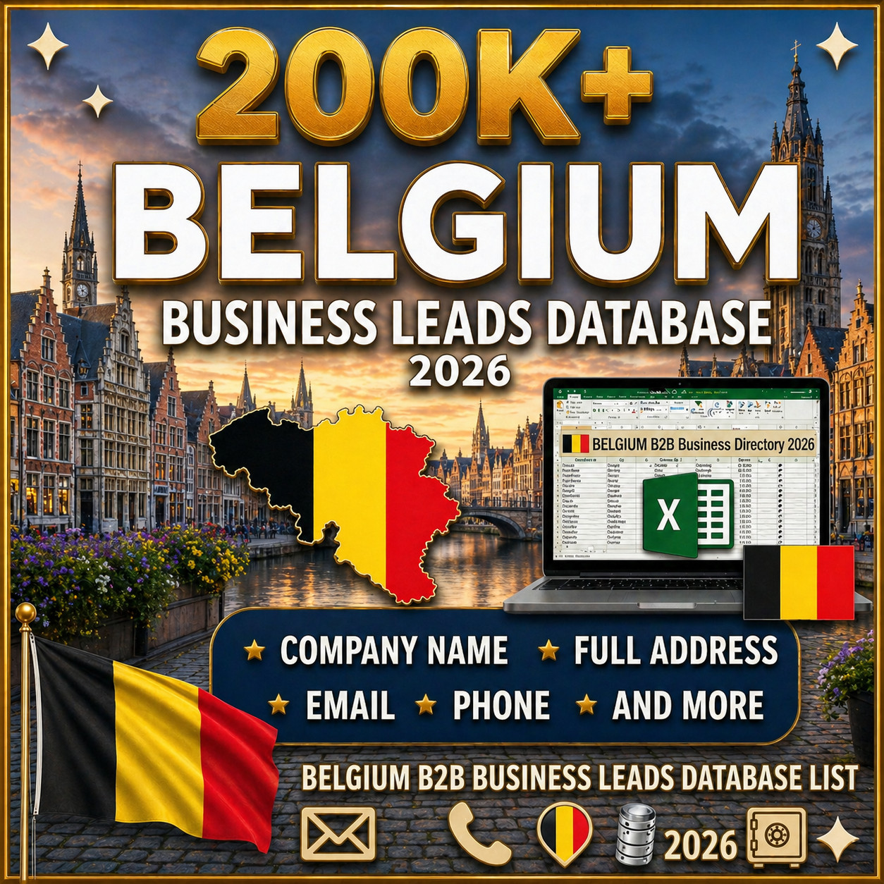 200K BELGIUM Business Email Database B2B contact leads (Digital Download) 2026