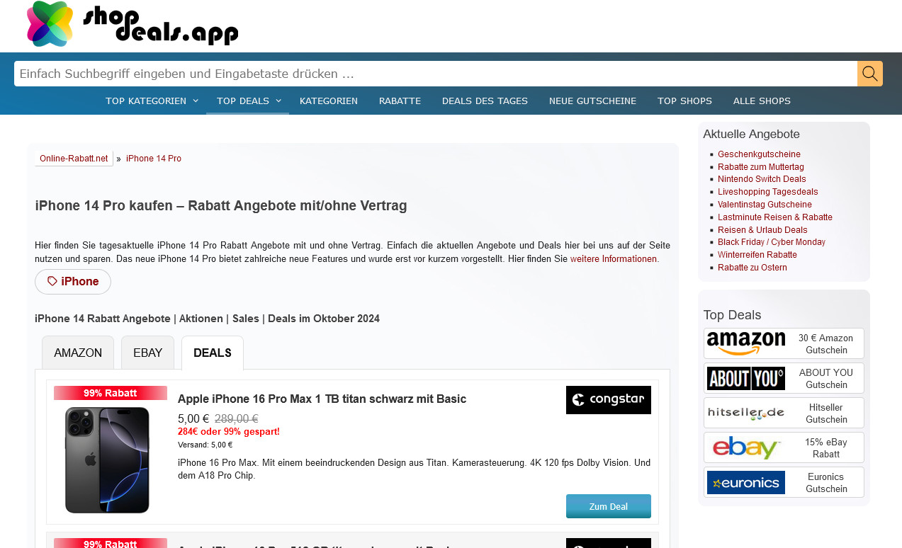 Online-Discount.net | Domain Coupons Deals App Automated myDealz 20 years old AI