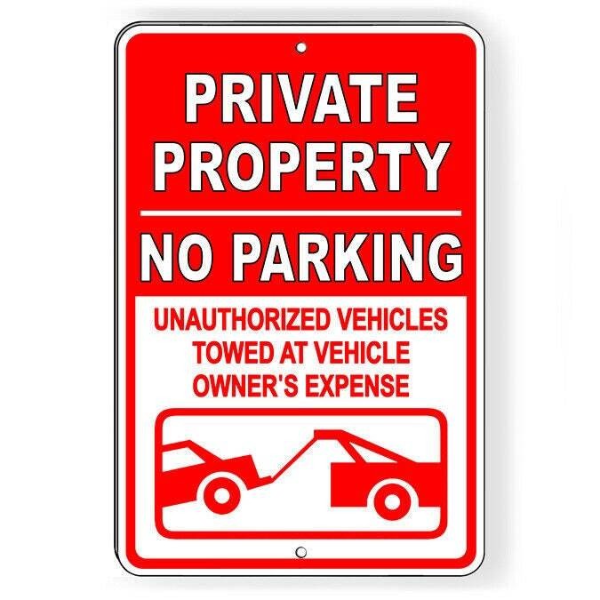 Private Property No Parking Vehicles Towed Sign / Decal Pp007 / Magnetic Sign