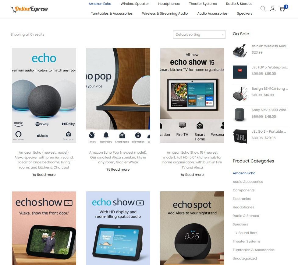 Home Audio & Theater Systems Store Website – Ecommerce Amazon Affiliate/DropShip