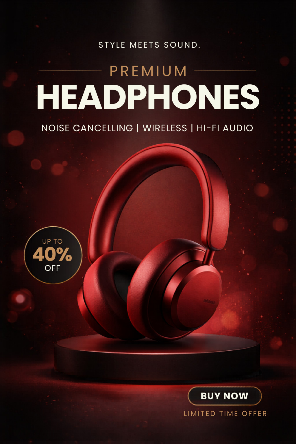 Premium Wireless Headphones | Noise Cancelling Hi‑Fi Audio | 40% Off Limited Off
