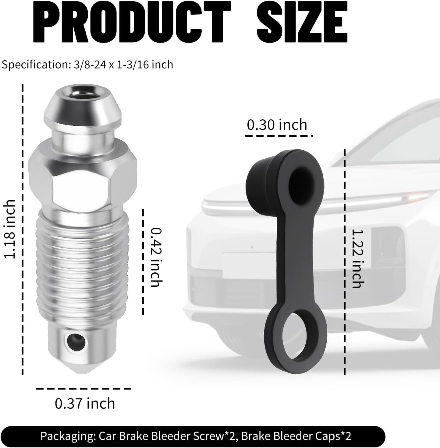 2PCS Brake Bleeder Screw 3/8-24 × 1-3/16 with Grease Fitting Caps,Brake Bleeder