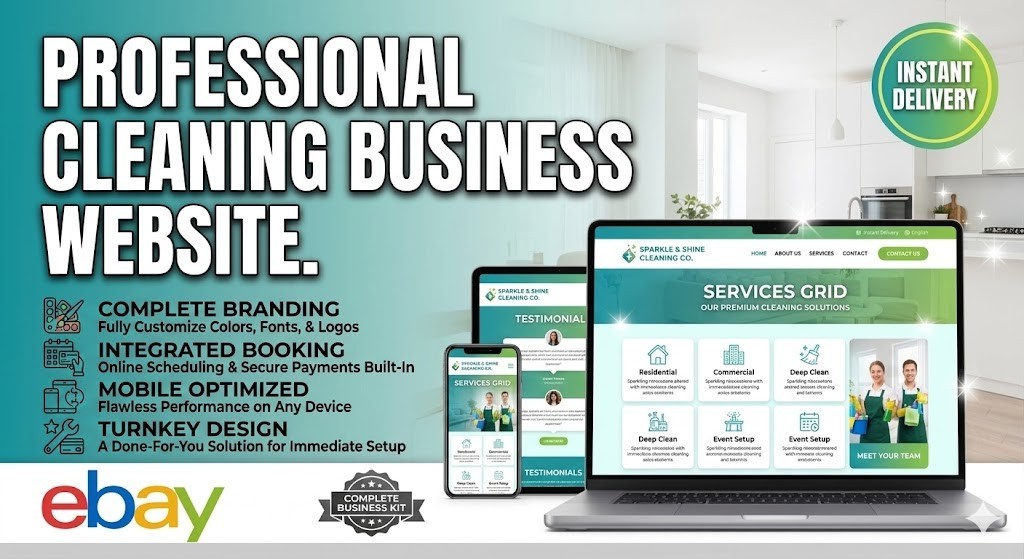 Turnkey Cleaning Business Website | Complete Client Booking Hub & Invoice System