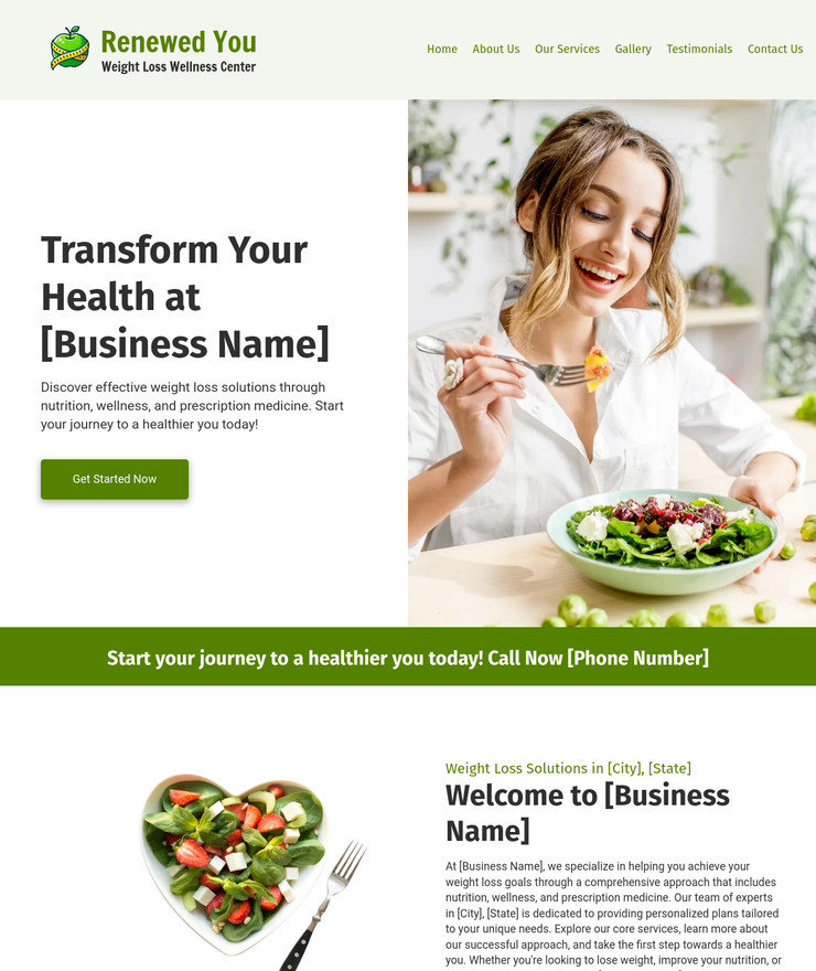 Weight Loss Customized Business Website *SEE FULL DESCRIPTION*