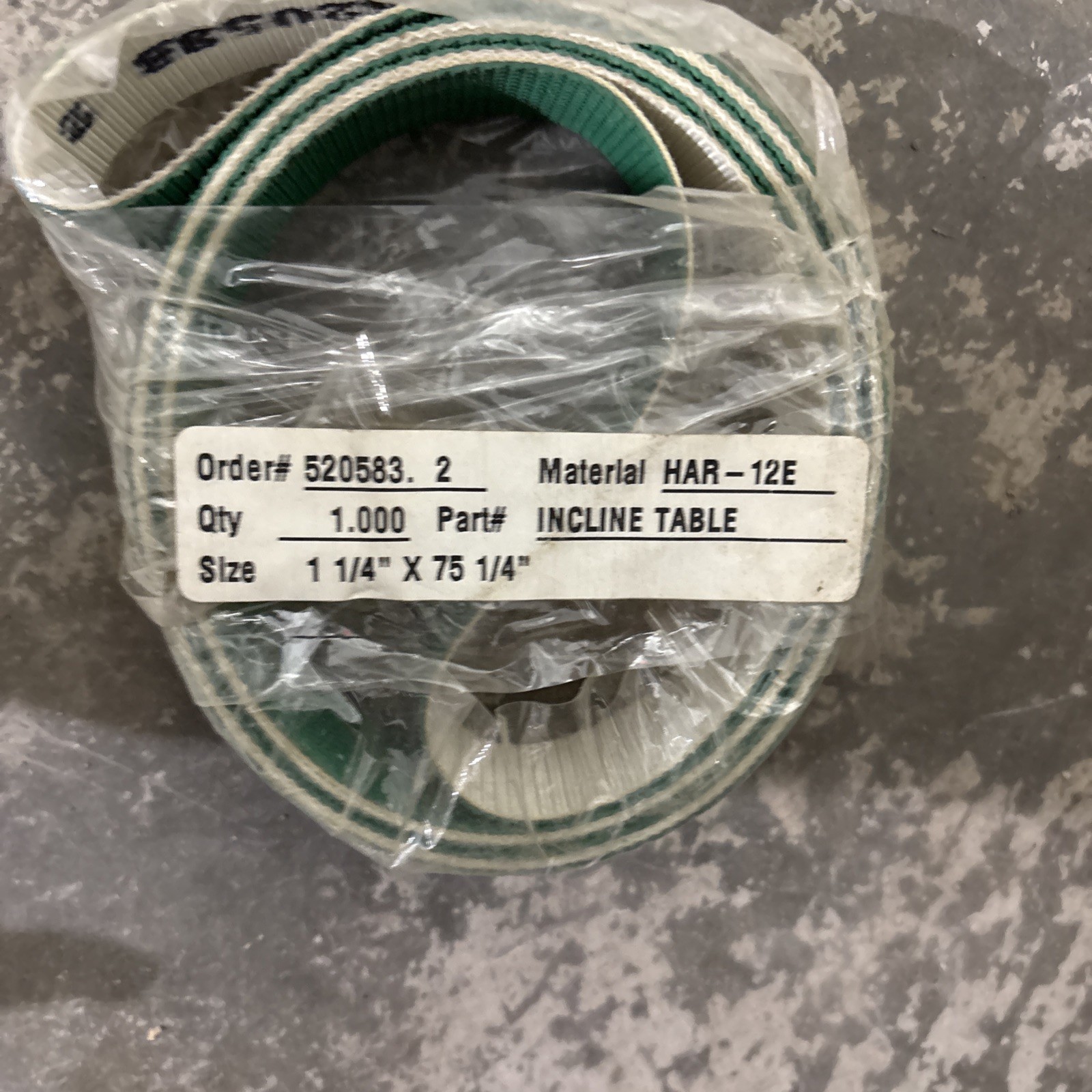 NEW HABASIT BELT 520583.2 HAR-12E 1 1/4” X 75 1/4” Part incline Table