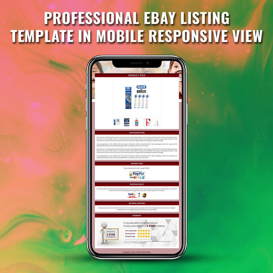 Professional eBay Templates Mobile Responsive eBay Listing Auction Template 2019