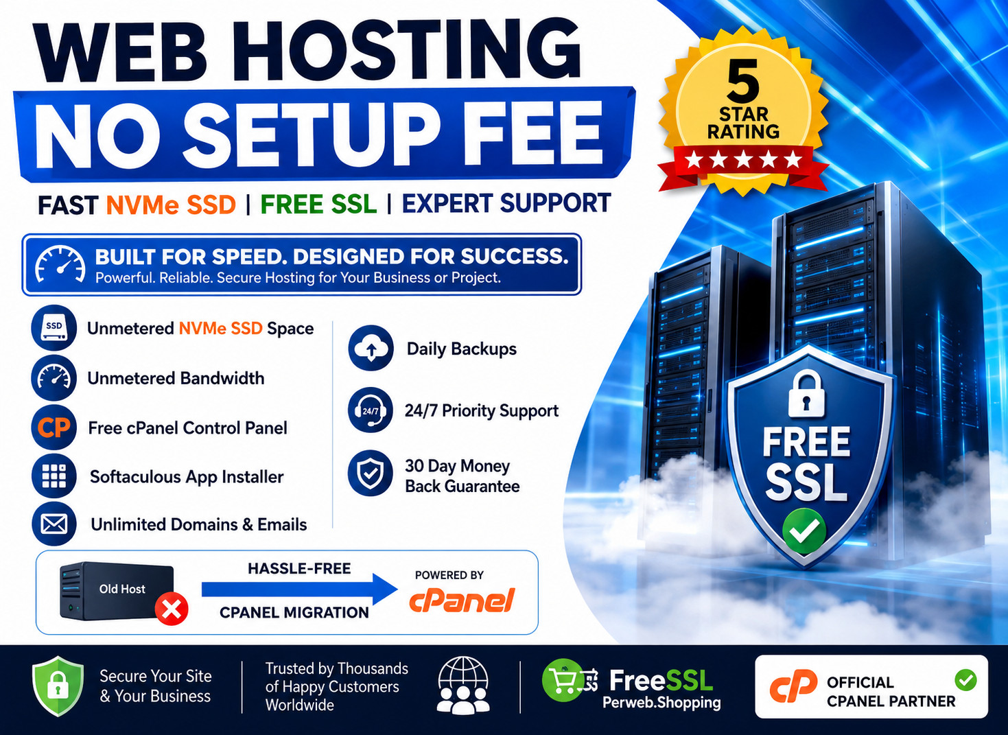 Web Hosting No Setup Fee – 🆓Unlimited SSD + SSL + 24/7 Support | $14.99/Year!