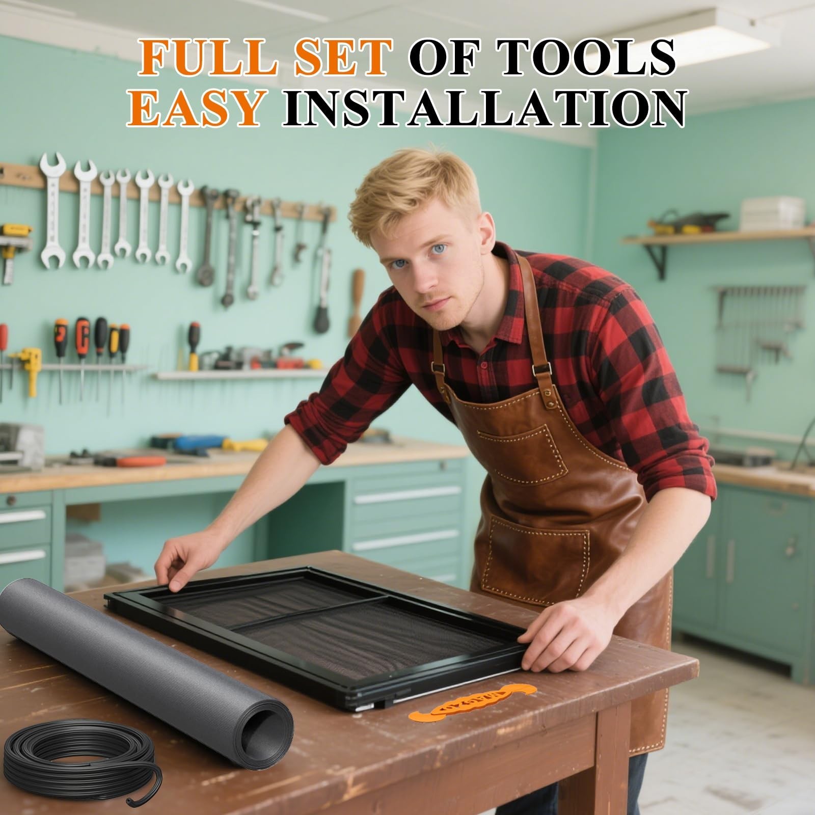 MAGZO Window&Door Screen Replacement Kit, 86″ W x 196″ L, with Retainer Splin…