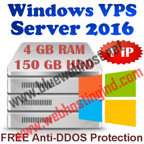 Windows 2016 VPS (Virtual Dedicated Server) 4GB RAM + 250GB HDD + DDOS