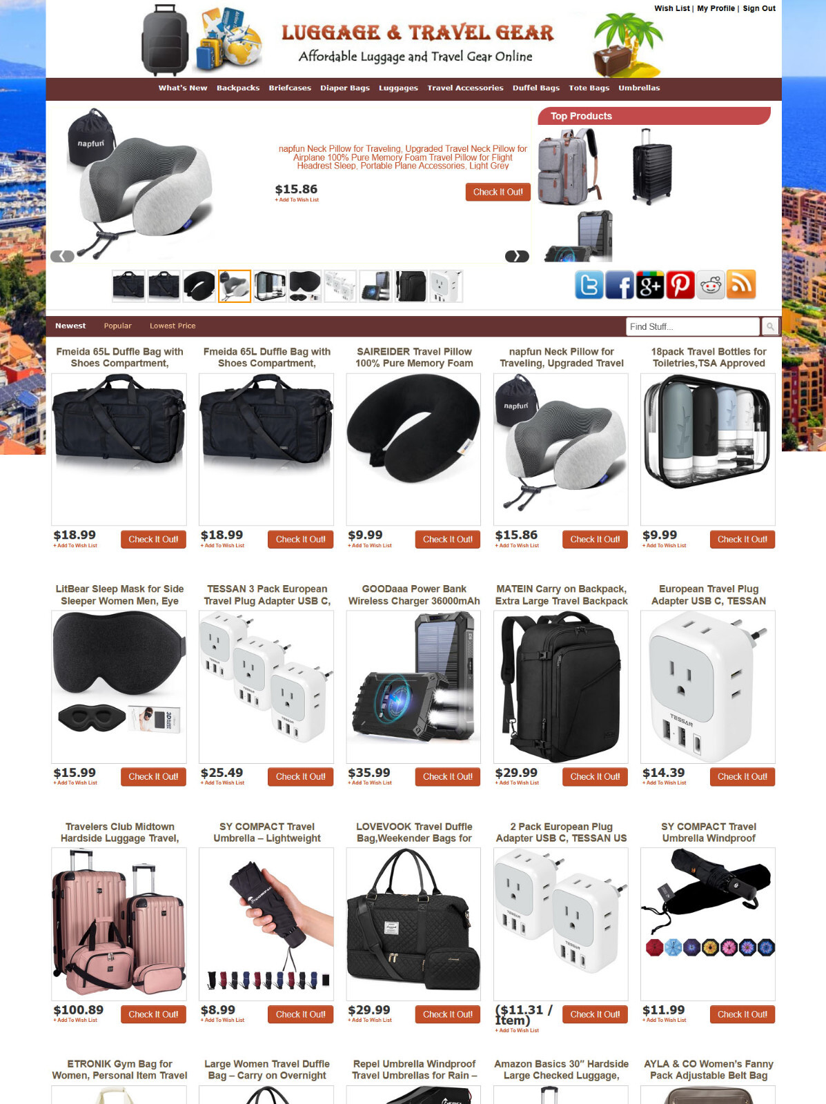 Travel Gear Store – Amazon, eBay, ClinkBank Affiliate Website – AUTO UPDATE
