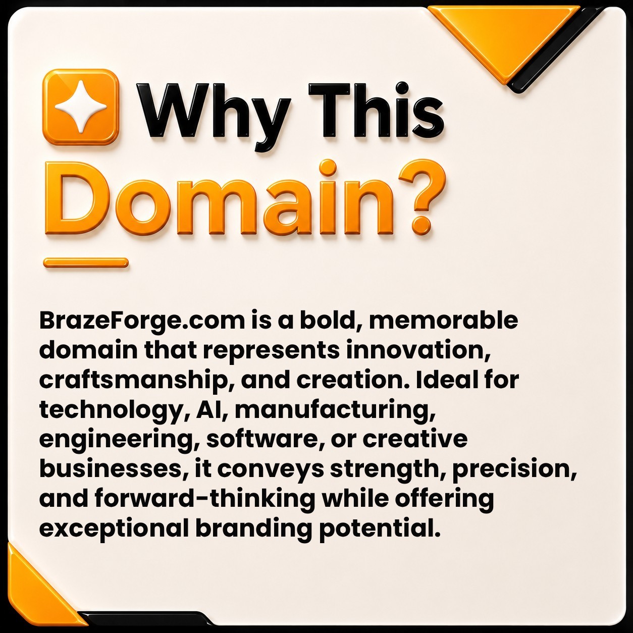 BrazeForge .com BRANDABLE Business Domain Name For Sale. AI TECH INDUSTRY