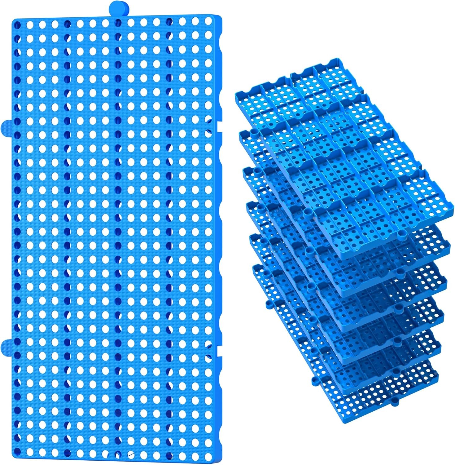 6 Pack Lightweight Plastic Pallets Interlocking Storage Flooring 23.6 x 11.8 Blu