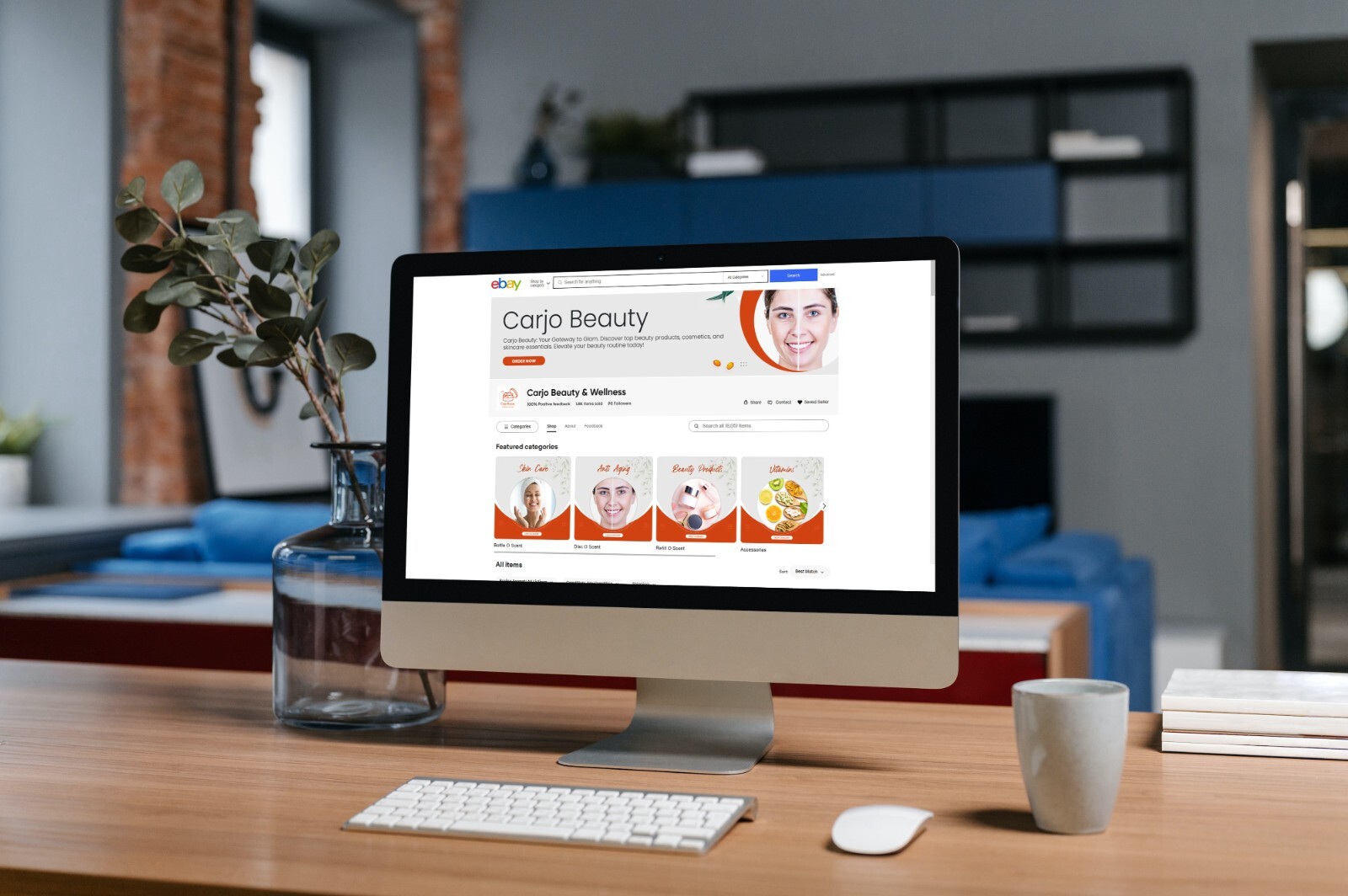 Minimal ebay store template, free logo design and 60 sec video ad for ebay store