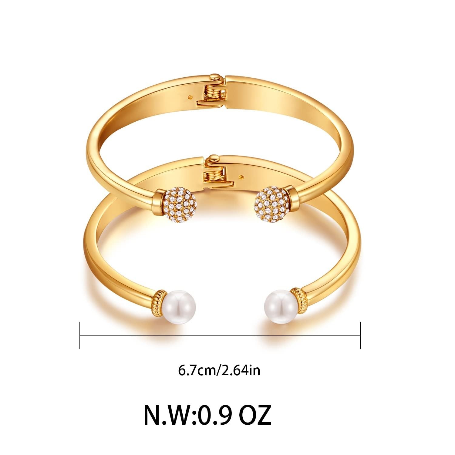 2Pcs Silver Cuff Bracelet for Women Adjustable Bangle Bracelets Set with Imit…