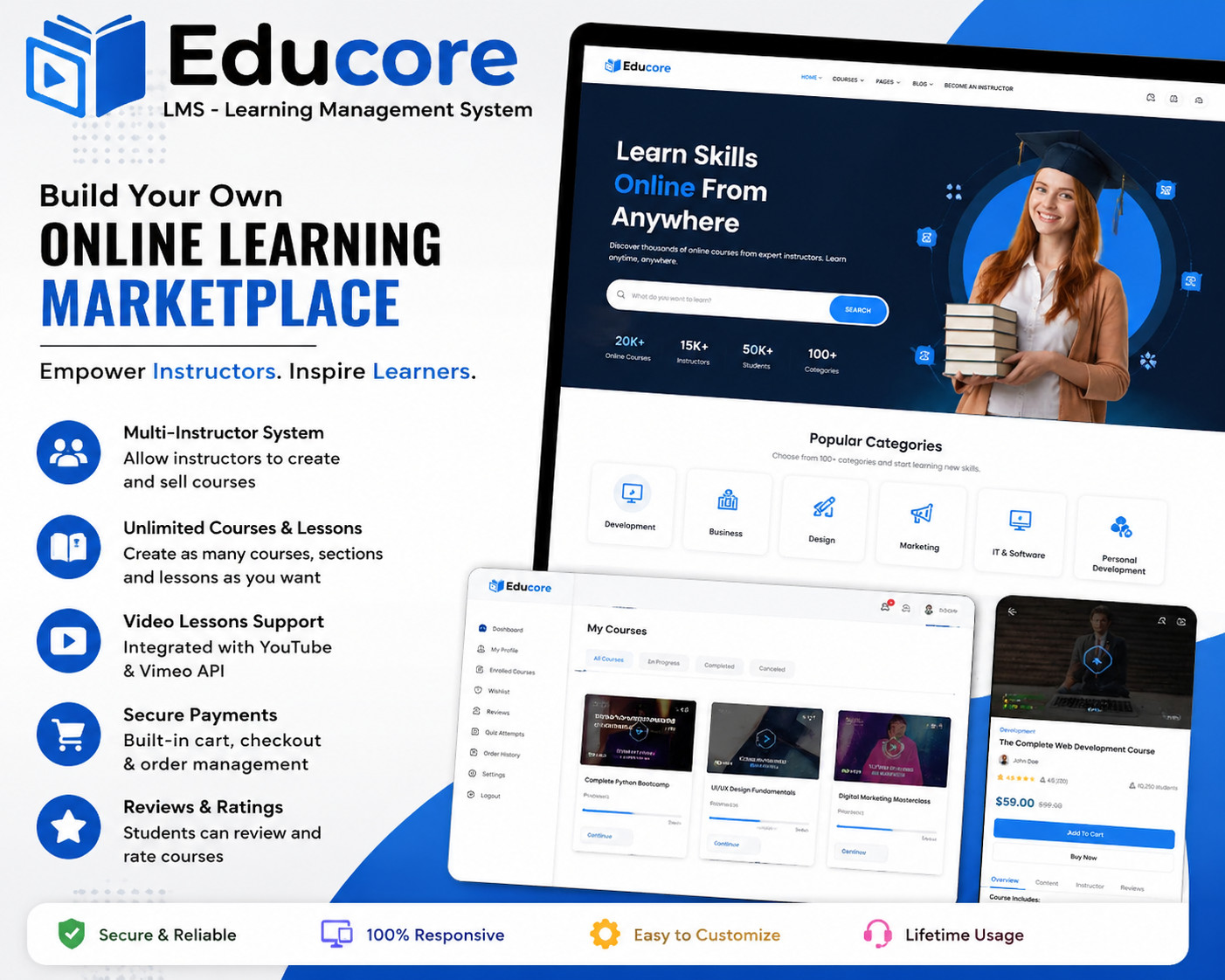 Educore LMS – Online Learning Marketplace | Course Platform | Fast & Optimized