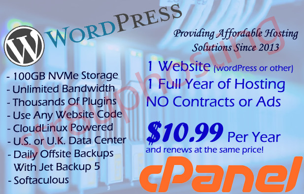 WordPress Hosting | cPanel Included | NVMe Storage | Free Setup SALE