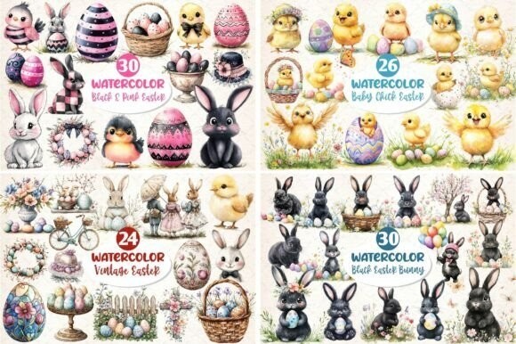 Happy Easter Clipart Huge Bundle