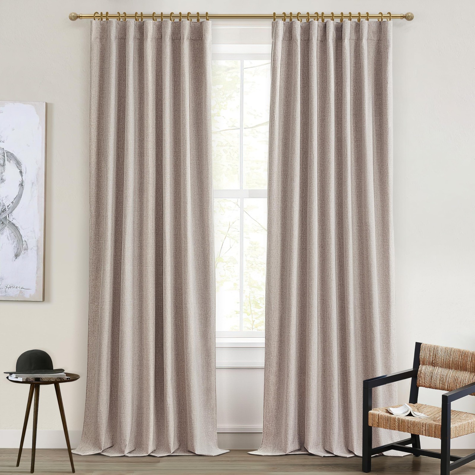 QJmydeco Nursery Curtains Neutral Blackout, Floor to Ceiling Track Privacy Cu…