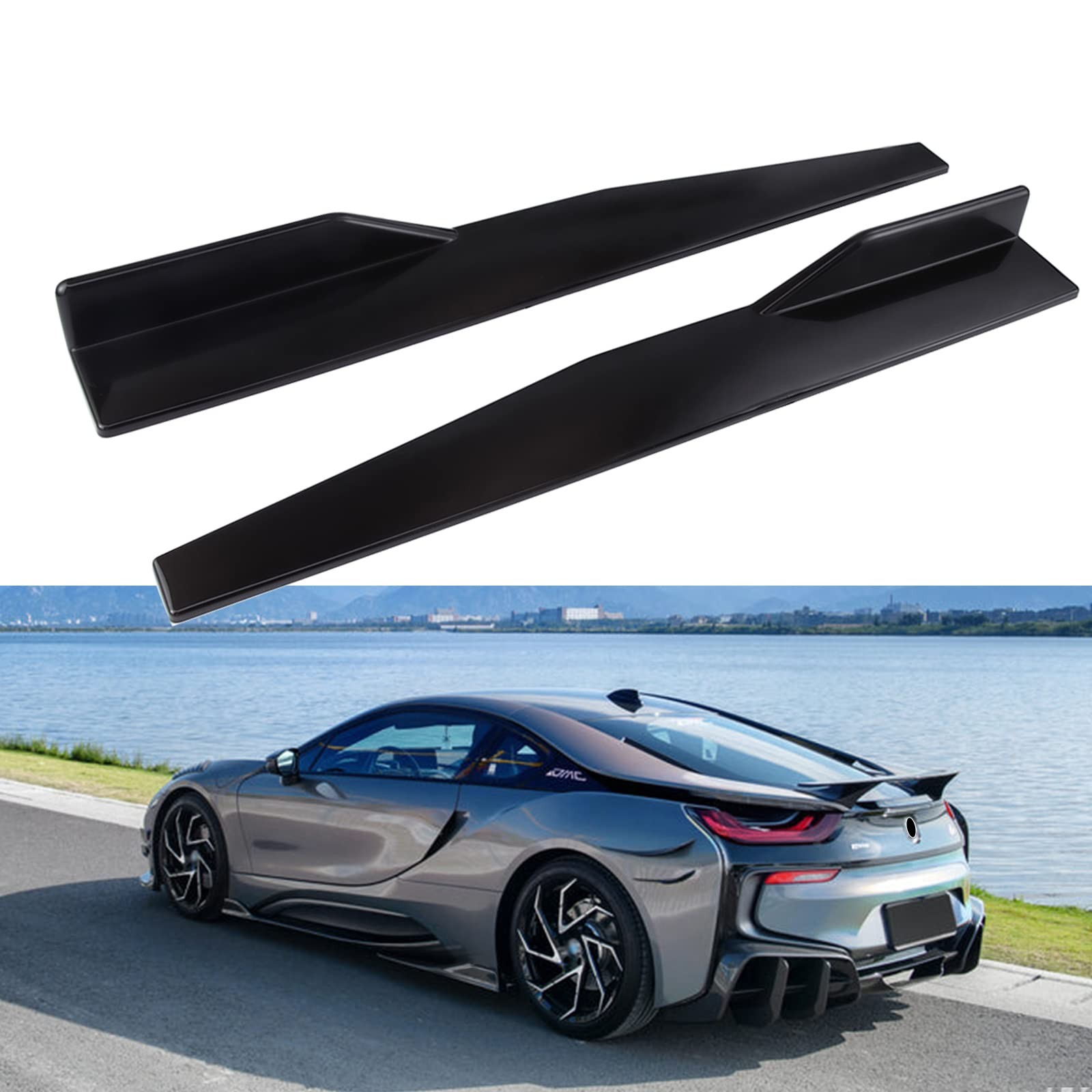 Universal 29.3″ Black Side Skirt Rocker Splitter Canard Diffuser Winglet