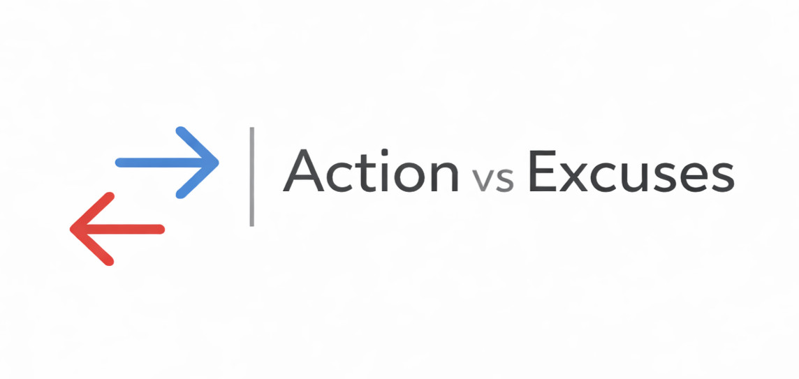 ActionVsExcuses.com Domain Name Premium Business Motivational Coaching Website