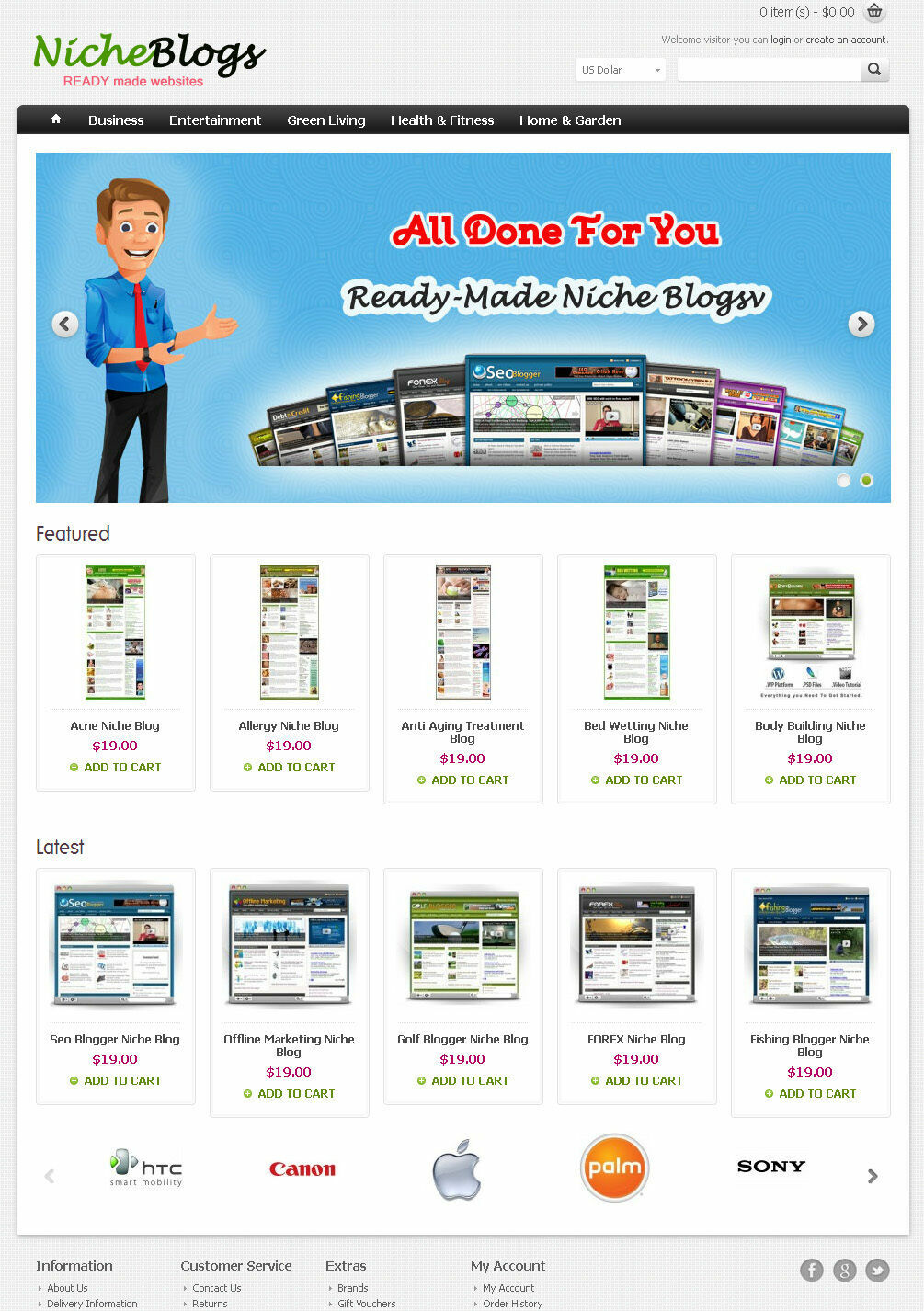 Niche Blogs Store Website For Sale – 40 Blogs Preloaded + Free Hosting