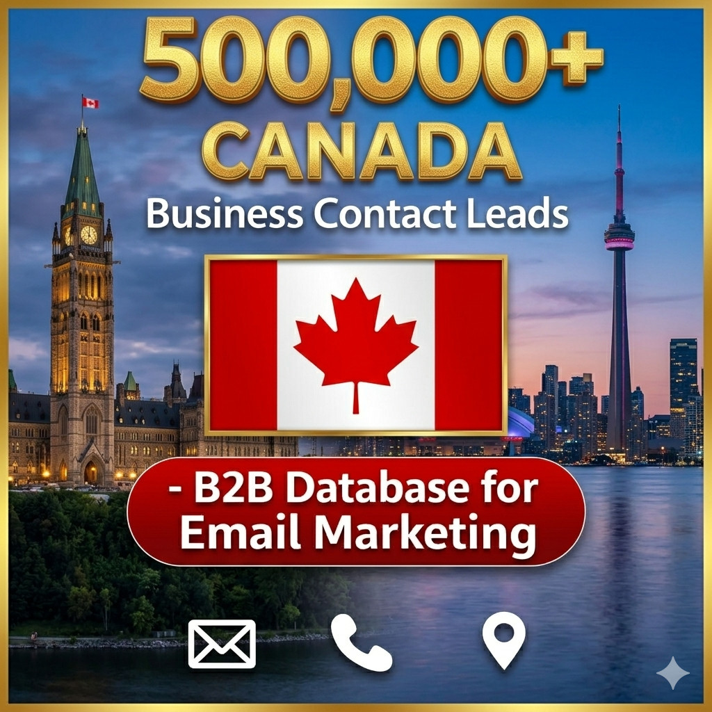 500K CANADA Business Email Database – B2B Contact leads Excel (Digital Download)