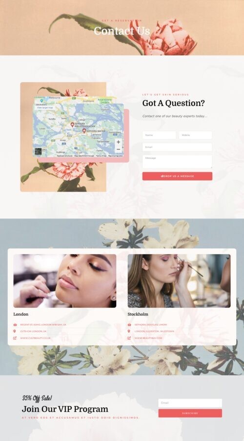 Beautiful Elementor Templates 15 , Mobile Responsive, Salon WordPress Website.