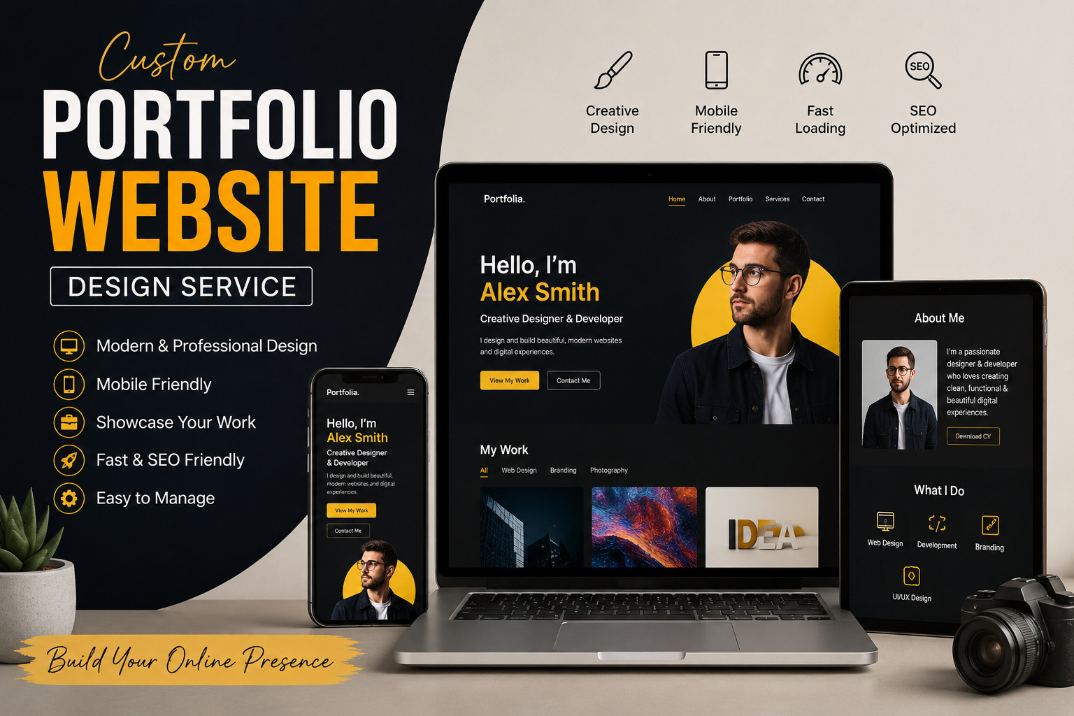 Custom Portfolio Website Design | Personal Brand Freelancer Website Service