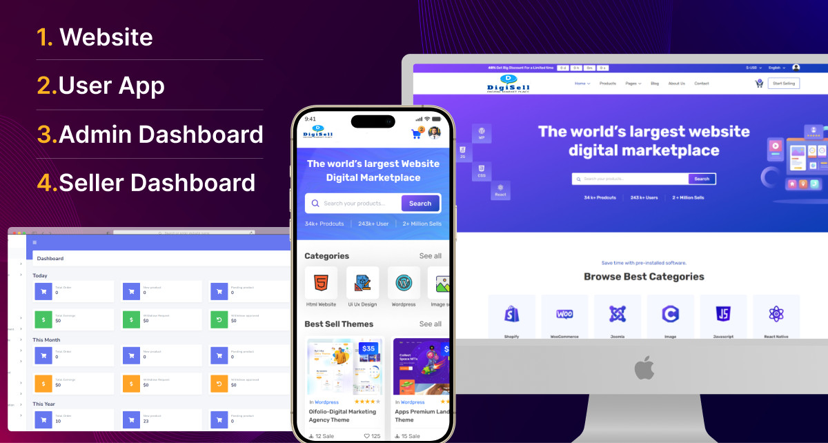 Prefessional Digital Product selling Laravel readymade website/ Marketplace