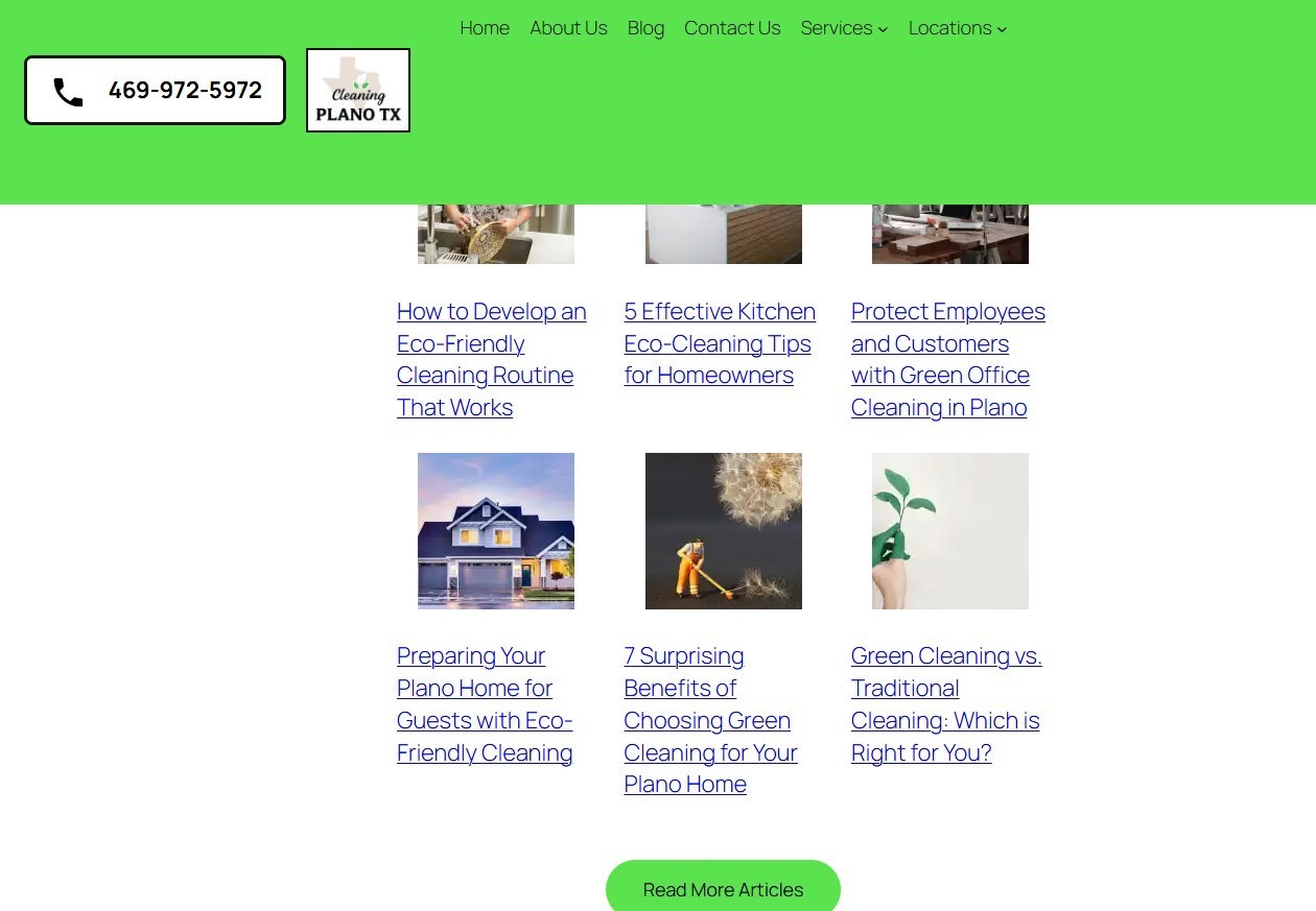 Cleaning business website with full content and social media accounts