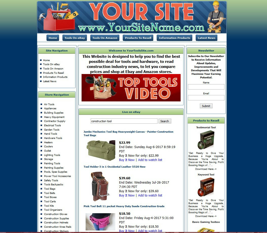 TOOLS STORE Website Business with Stock Money from Amazon Store Adsense