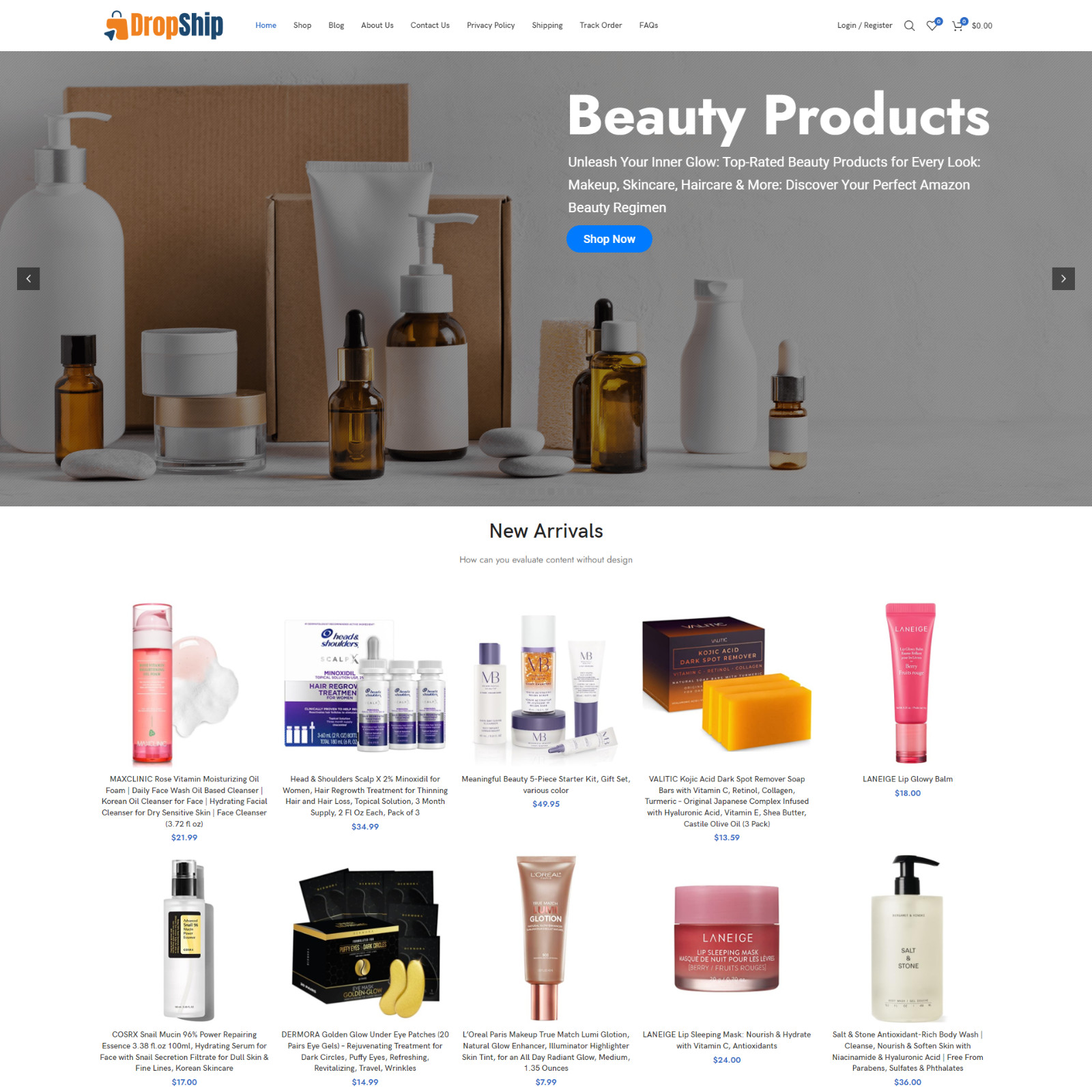 Beauty Products Store, DropShipping Affiliate Website + Free Hosting