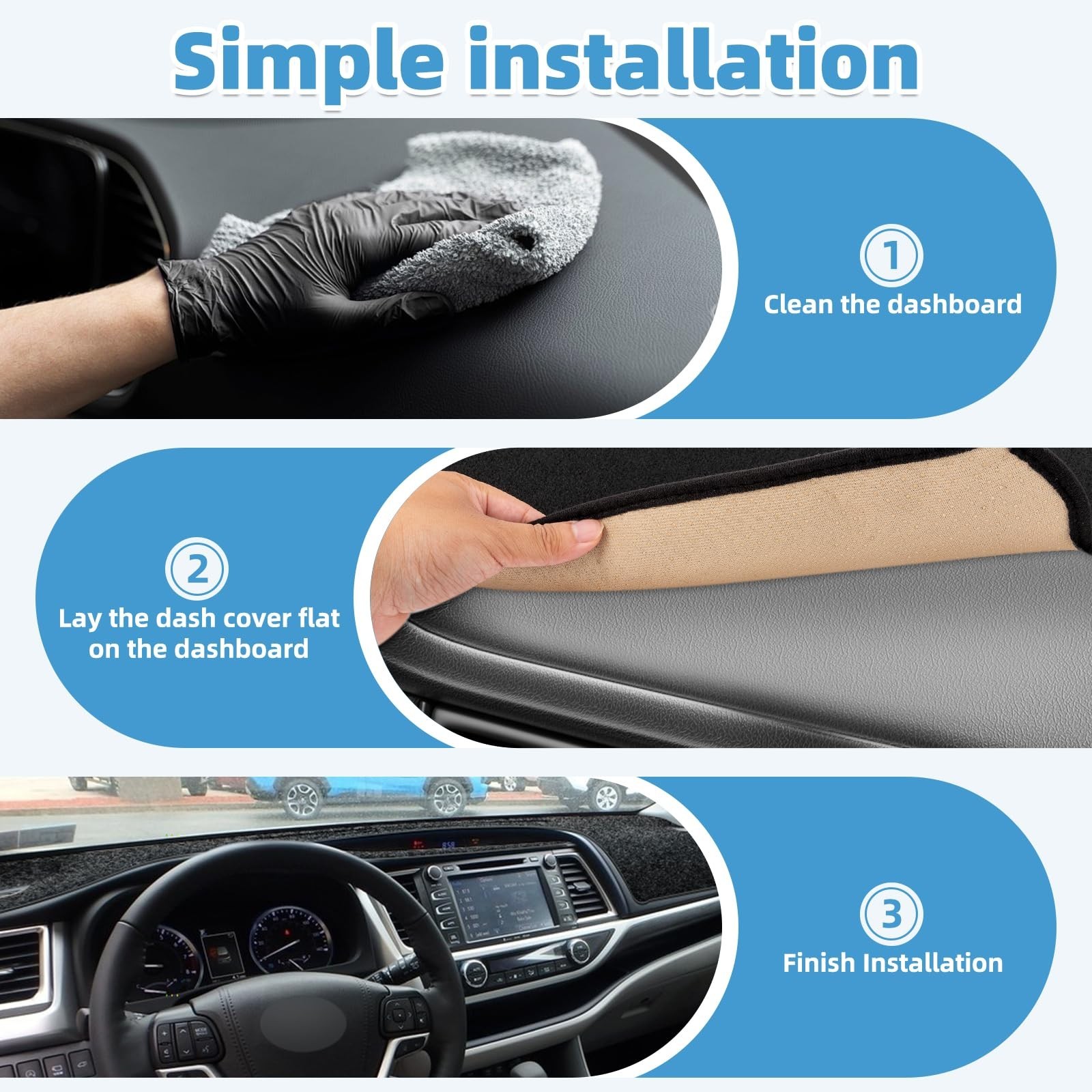 Dash Cover Mat Compatible with Toyota Highlander 2014-2019 Non-Slip Dashboard…