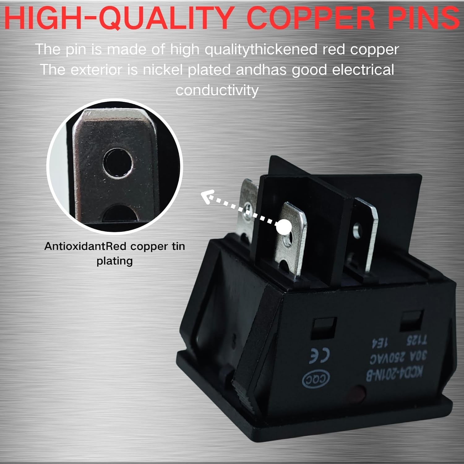 “2 Pack 30A 250V Rocker Switch, Red LED, DPST 4 Pin, Heavy Duty, 120V Toggle “