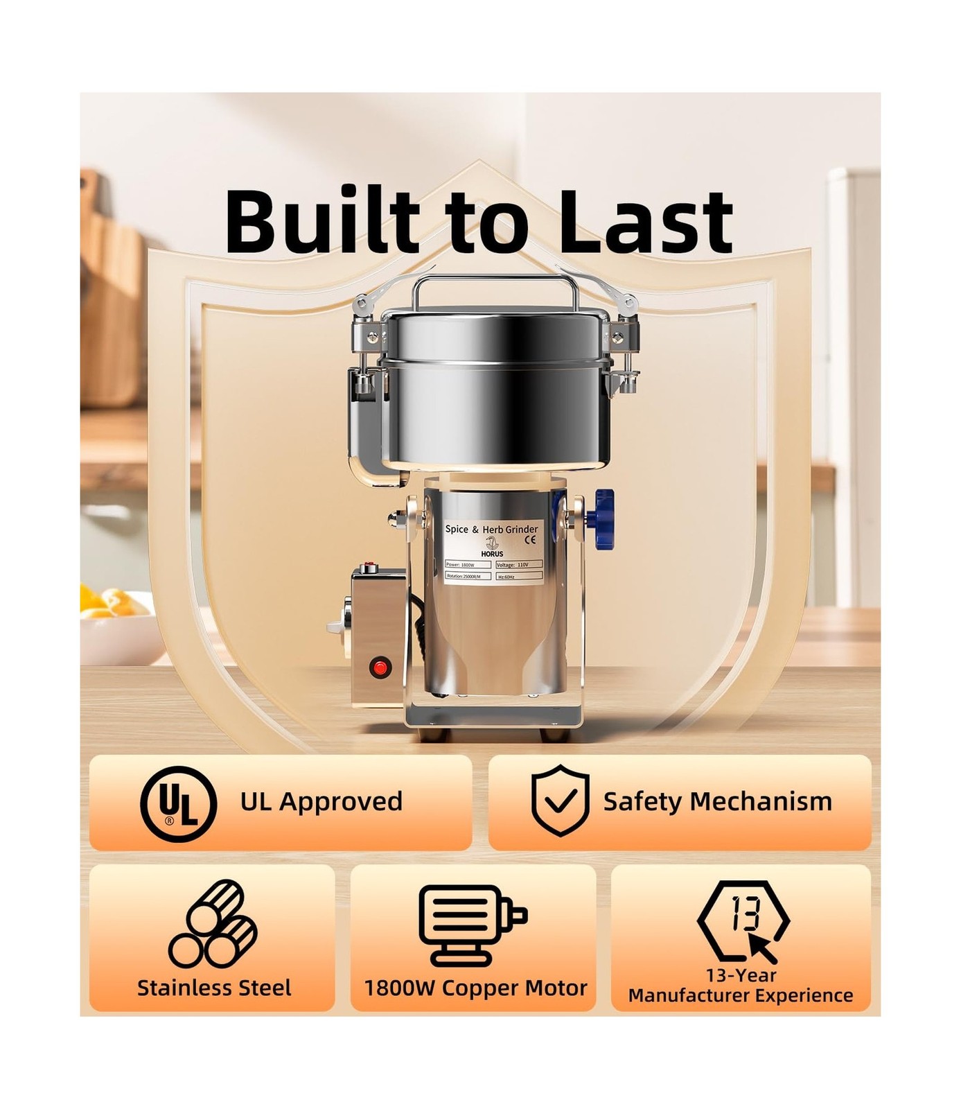 Electric Grain Mill 1000g, Flour Grinder Mill Stainless Steel for Home, Count…
