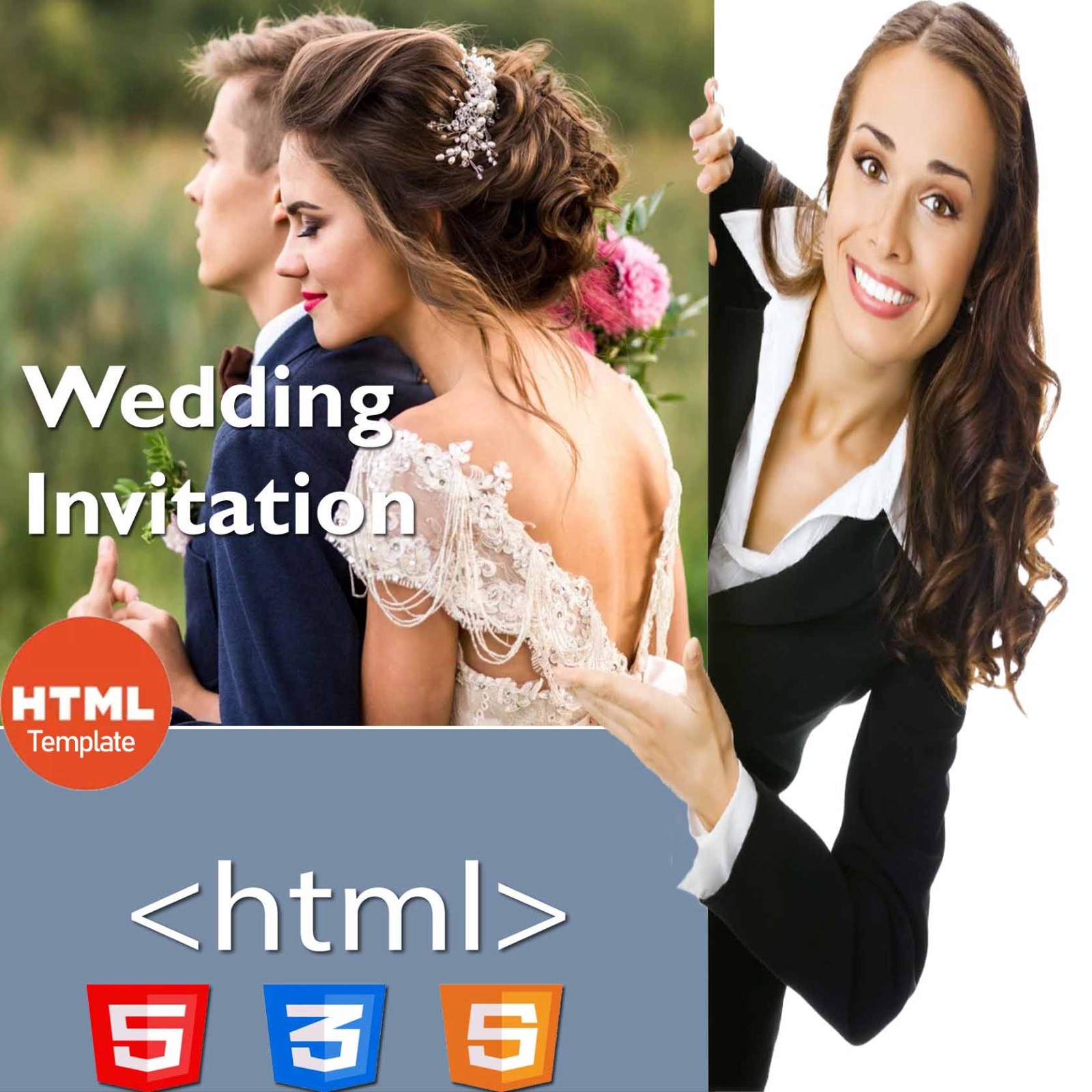 MODERN WEDDING INVITATION | Full HTML Website Design Template