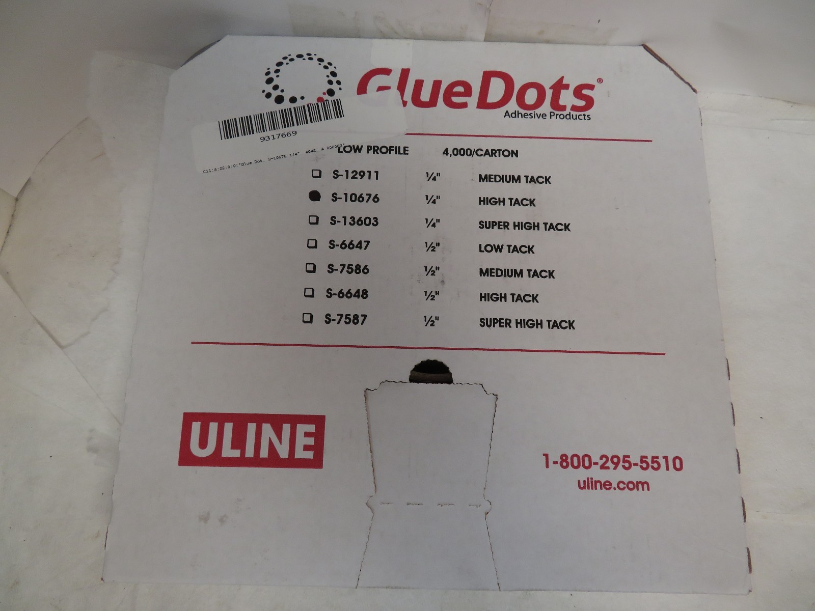 NEW GLUE DOTS ULINE LOW PROFILE HIGH TACK S-10676 1/4″ 4,000/CARTON