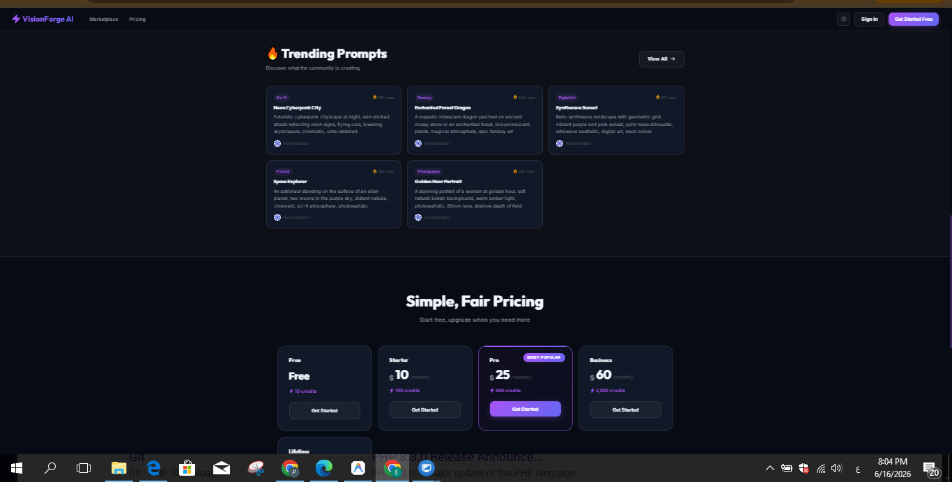 VisionForge AI SaaS Platform – AI Image Generator PHP Script