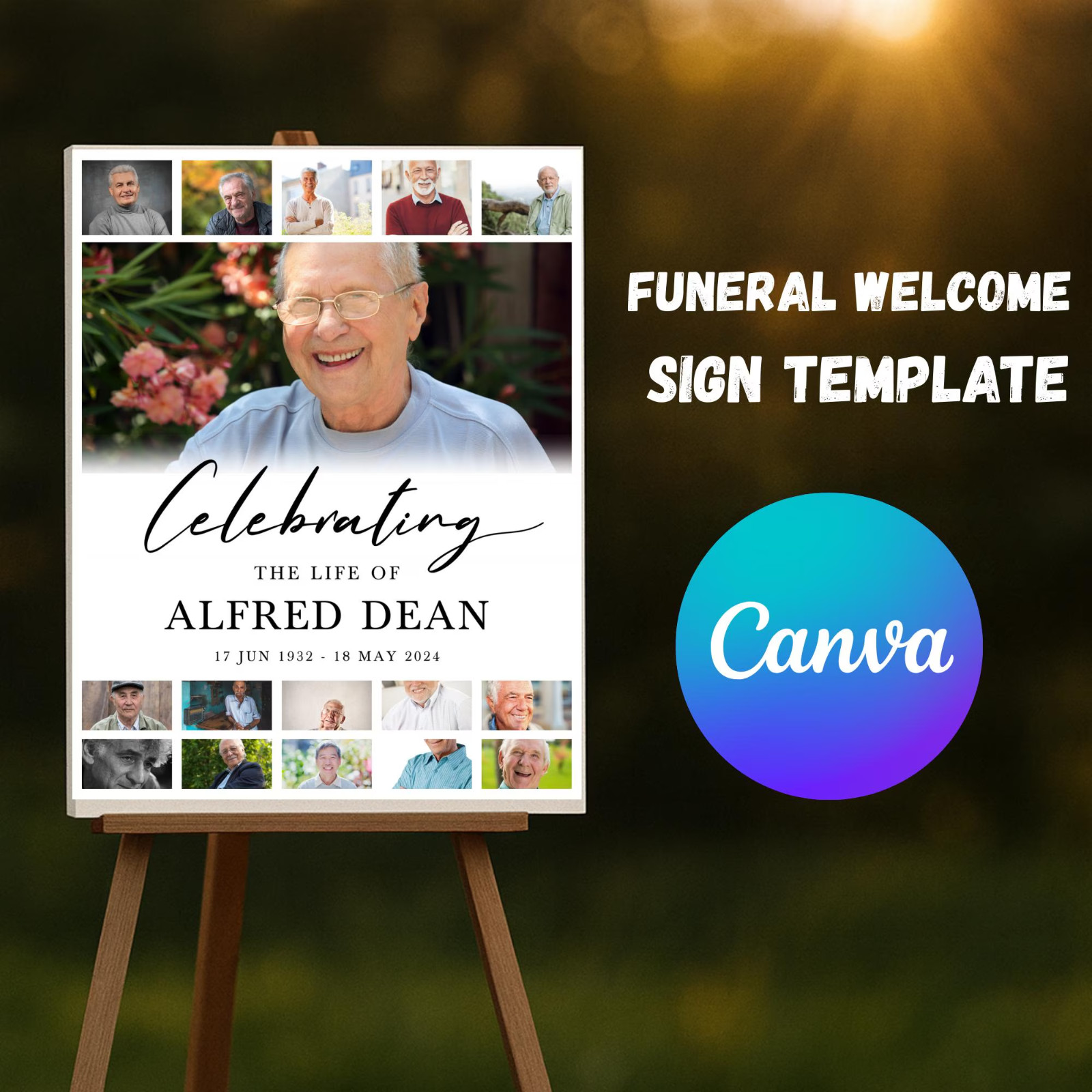 Funeral Welcome Sign Template • Celebration of Life Poster • Photo Collage Board