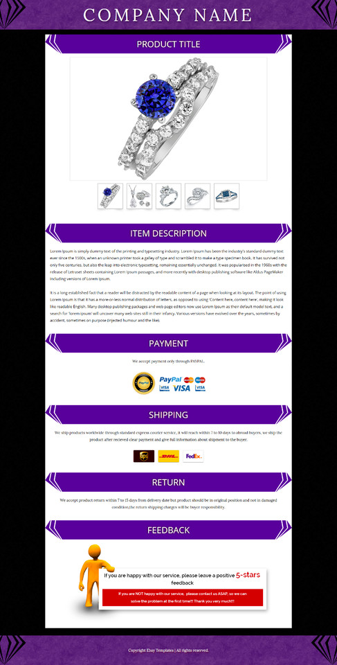 eBay Listing Templates Mobile Responsive HTTP 2019 Secure for Jewelry Watches