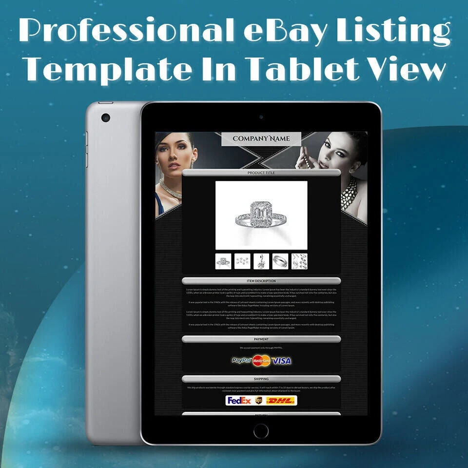 eBay Templates, eBay Auction Mobile Responsive html Templates 2026 for Jewelry