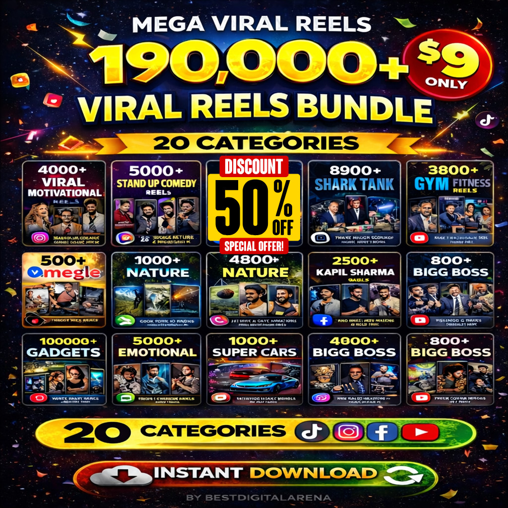 190,000+ Viral Reels Bundle, 20 Categories, Digital download